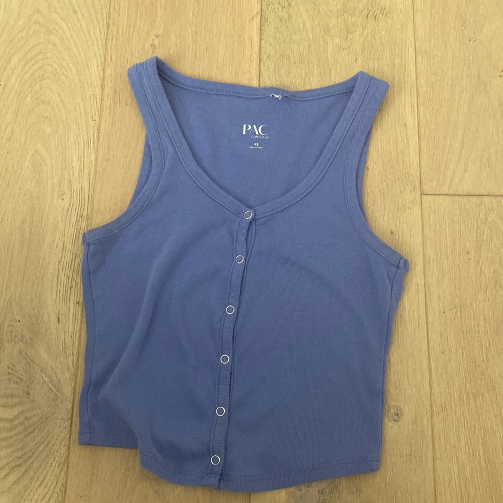 blue crop tank top